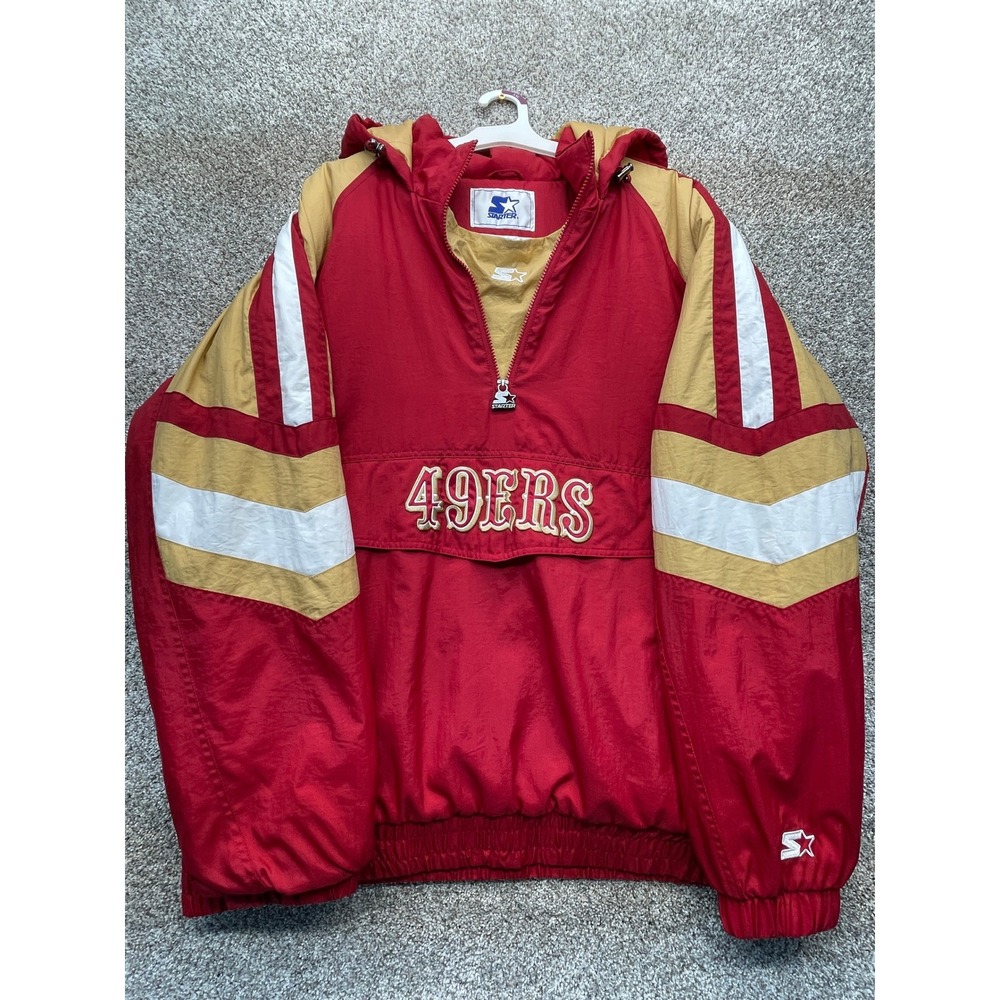 Starter San Francisco 49ers Jacket Mens XXL Red NWT Half Zip Hooded Puffer